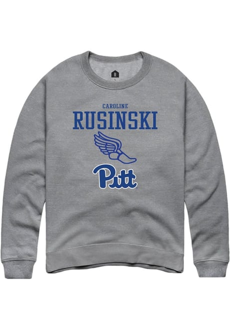 Caroline Rusinski Rally Mens Graphite Pitt Panthers NIL Sport Icon Track Crew Sweatshirt