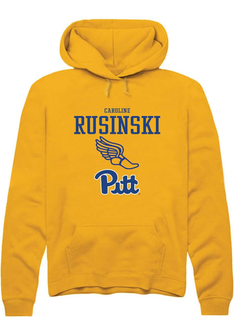 Caroline Rusinski Rally Mens Gold Pitt Panthers NIL Sport Icon Track Hooded Sweatshirt