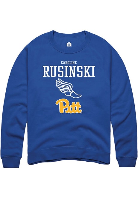 Caroline Rusinski Rally Mens Blue Pitt Panthers NIL Sport Icon Track Crew Sweatshirt