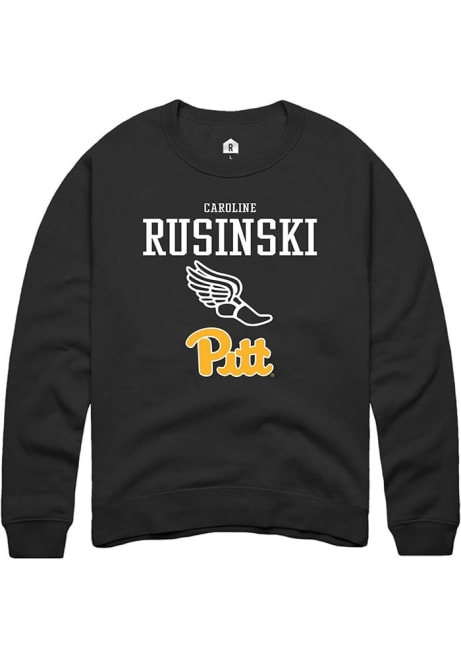 Caroline Rusinski Rally Mens Black Pitt Panthers NIL Sport Icon Track Crew Sweatshirt