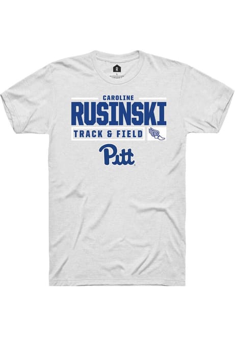 Caroline Rusinski White Pitt Panthers NIL Stacked Box Track Short Sleeve T Shirt