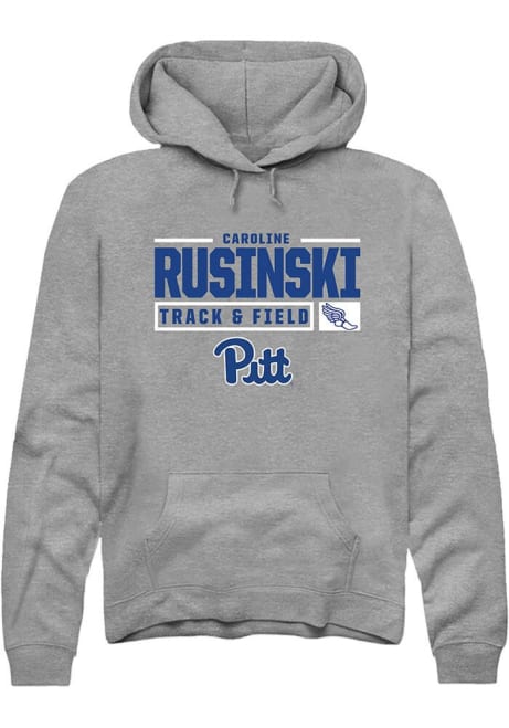 Caroline Rusinski Rally Mens Graphite Pitt Panthers NIL Stacked Box Track Hooded Sweatshirt