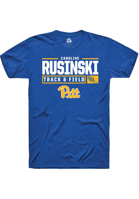 Caroline Rusinski Blue Pitt Panthers NIL Stacked Box Track Short Sleeve T Shirt