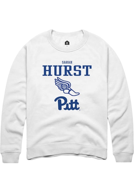 Sarah Hurst Rally Mens White Pitt Panthers NIL Sport Icon Track Crew Sweatshirt