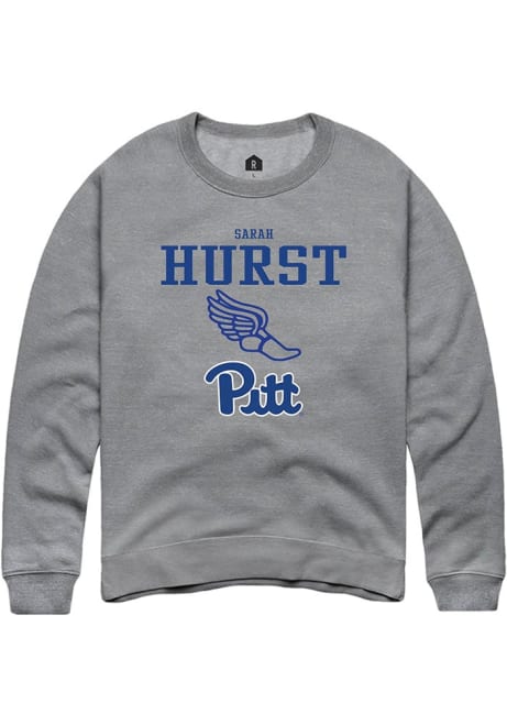 Sarah Hurst Rally Mens Graphite Pitt Panthers NIL Sport Icon Track Crew Sweatshirt