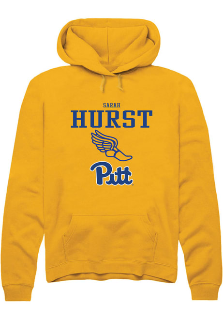 Sarah Hurst Rally Mens Gold Pitt Panthers NIL Sport Icon Track Hooded Sweatshirt