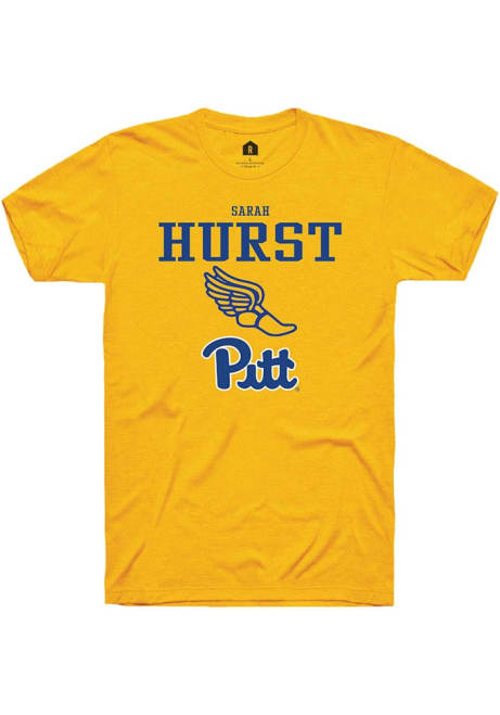 Sarah Hurst Gold Pitt Panthers NIL Sport Icon Track Short Sleeve T Shirt