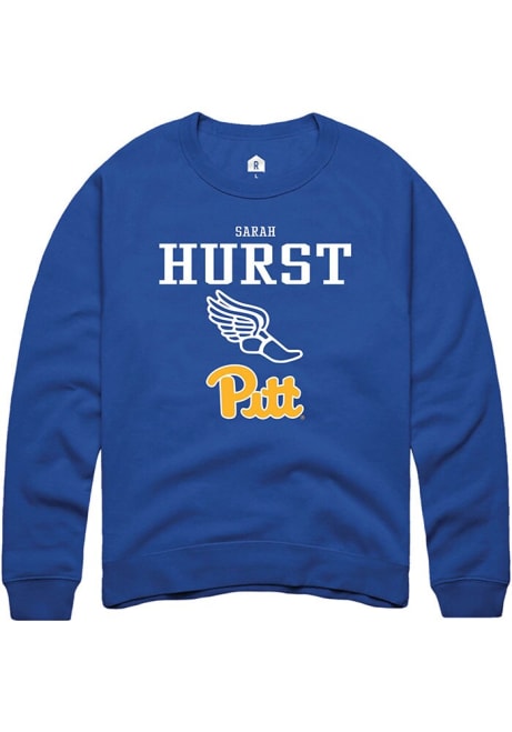 Sarah Hurst Rally Mens Blue Pitt Panthers NIL Sport Icon Track Crew Sweatshirt