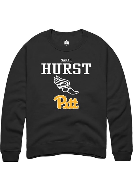 Sarah Hurst Rally Mens Black Pitt Panthers NIL Sport Icon Track Crew Sweatshirt