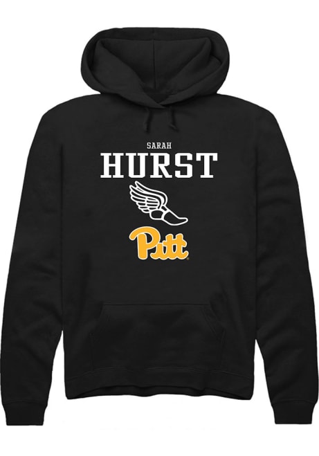 Sarah Hurst Rally Mens Black Pitt Panthers NIL Sport Icon Track Hooded Sweatshirt