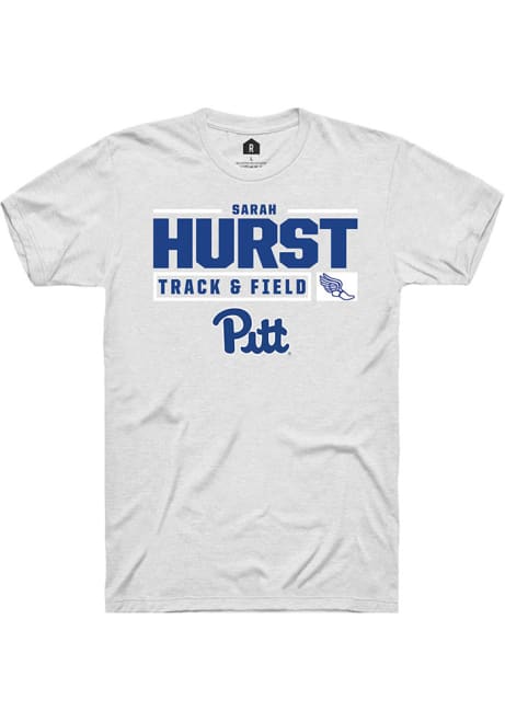 Sarah Hurst White Pitt Panthers NIL Stacked Box Track Short Sleeve T Shirt