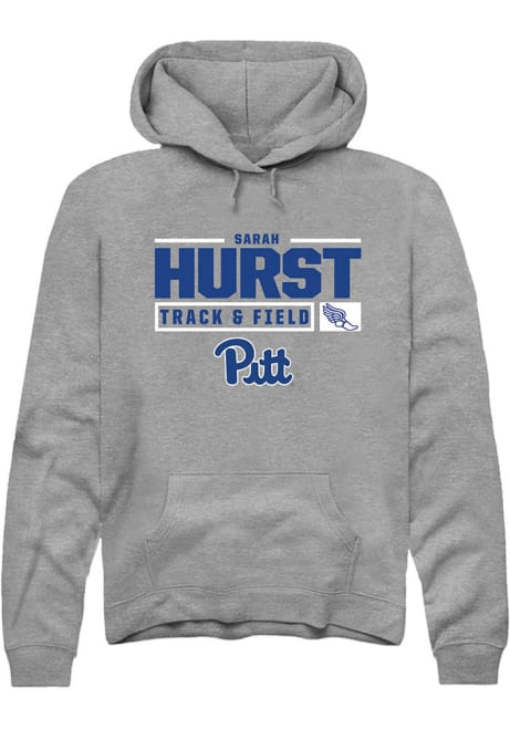 Sarah Hurst Rally Mens Graphite Pitt Panthers NIL Stacked Box Track Hooded Sweatshirt