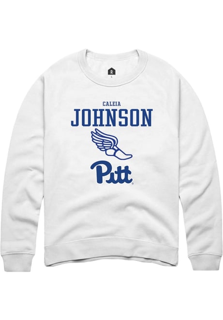 Caleia Johnson Rally Mens White Pitt Panthers NIL Sport Icon Crew Sweatshirt