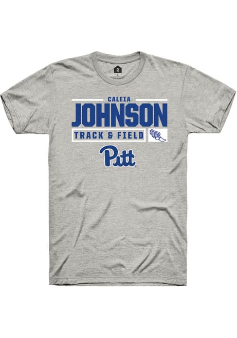 Caleia Johnson Ash Pitt Panthers NIL Stacked Box Short Sleeve T Shirt