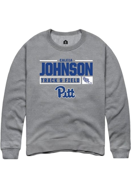 Caleia Johnson Rally Mens Graphite Pitt Panthers NIL Stacked Box Crew Sweatshirt