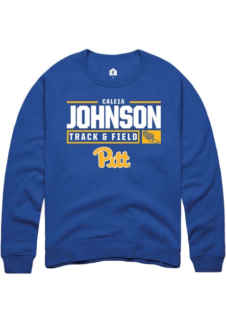 Caleia Johnson Rally Mens Blue Pitt Panthers NIL Stacked Box Crew Sweatshirt