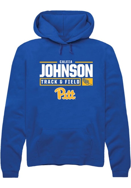 Caleia Johnson Rally Mens Blue Pitt Panthers NIL Stacked Box Hooded Sweatshirt