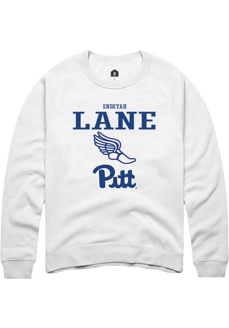 Endeyah Lane Rally Mens White Pitt Panthers NIL Sport Icon Crew Sweatshirt