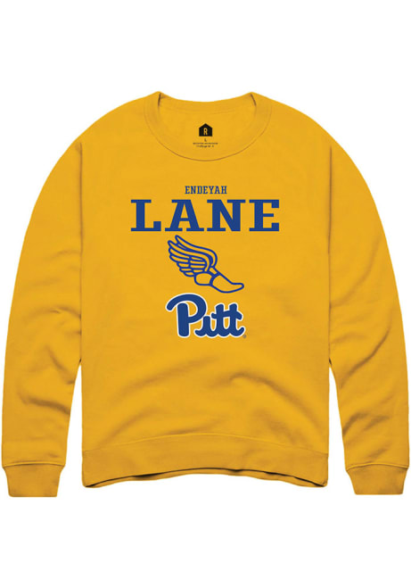 Endeyah Lane Rally Mens Gold Pitt Panthers NIL Sport Icon Crew Sweatshirt