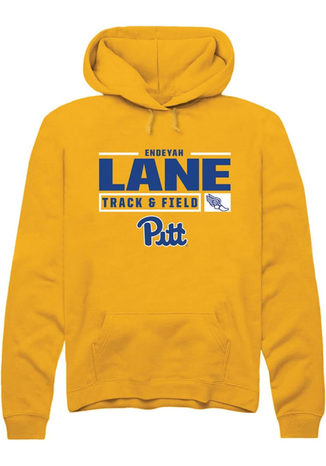 Endeyah Lane Rally Mens Gold Pitt Panthers NIL Stacked Box Hooded Sweatshirt