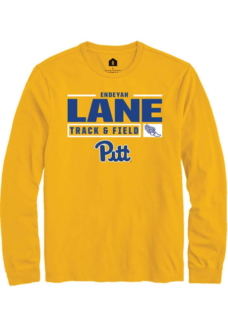 Endeyah Lane Rally Mens Gold Pitt Panthers NIL Stacked Box Tee