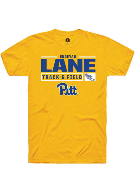 Endeyah Lane Gold Pitt Panthers NIL Stacked Box Short Sleeve T Shirt