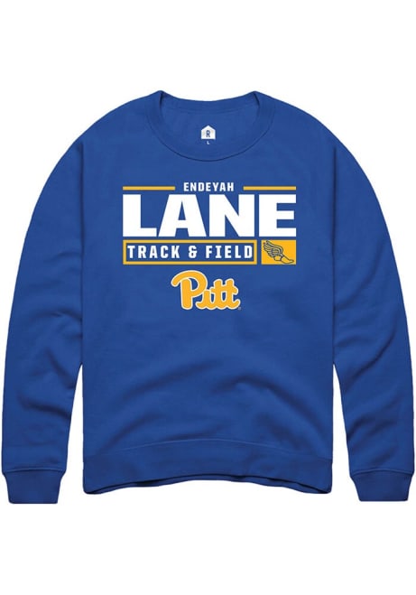 Endeyah Lane Rally Mens Blue Pitt Panthers NIL Stacked Box Crew Sweatshirt