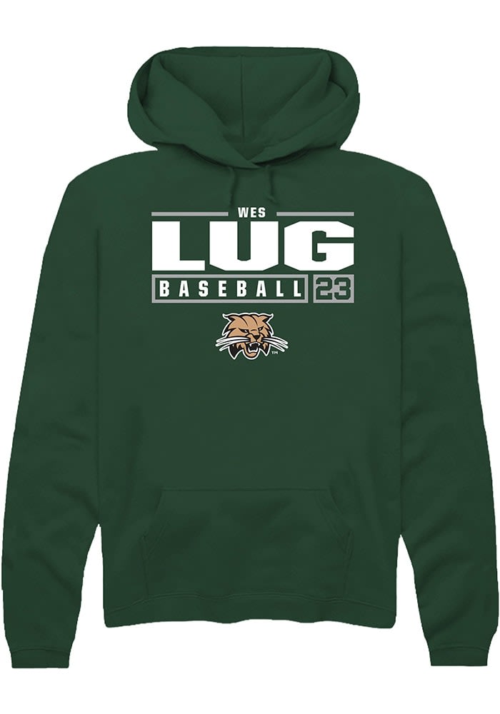 Wes Lug Ohio Bobcats Mens NIL Stacked Box Hoodie - DARKGREEN