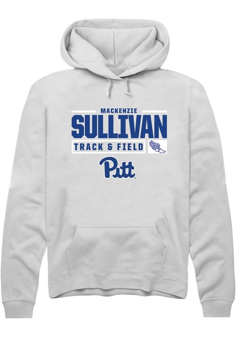 Mackenzie Sullivan Rally Mens White Pitt Panthers NIL Stacked Box Hooded Sweatshirt