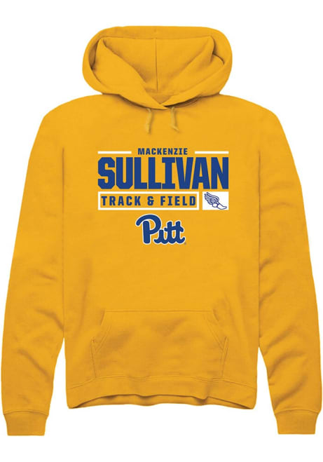 Mackenzie Sullivan Rally Mens Gold Pitt Panthers NIL Stacked Box Hooded Sweatshirt