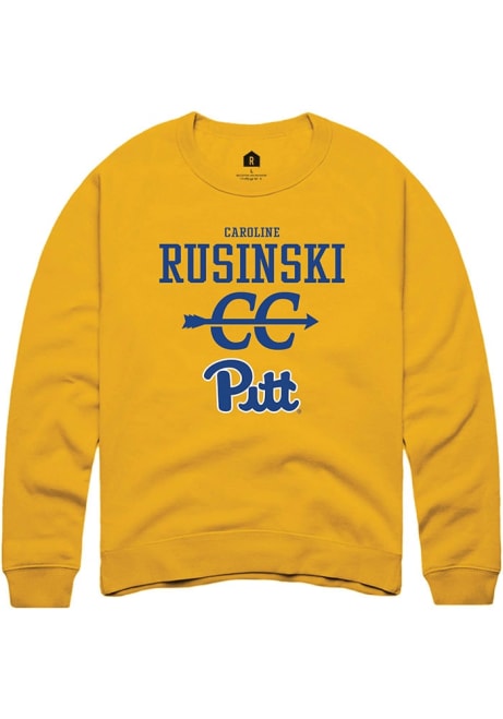 Caroline Rusinski Rally Mens Gold Pitt Panthers NIL Sport Icon Crew Sweatshirt