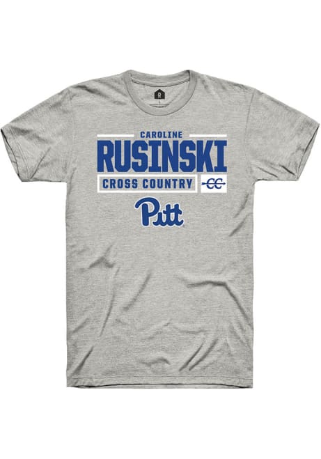 Caroline Rusinski Ash Pitt Panthers NIL Stacked Box Short Sleeve T Shirt