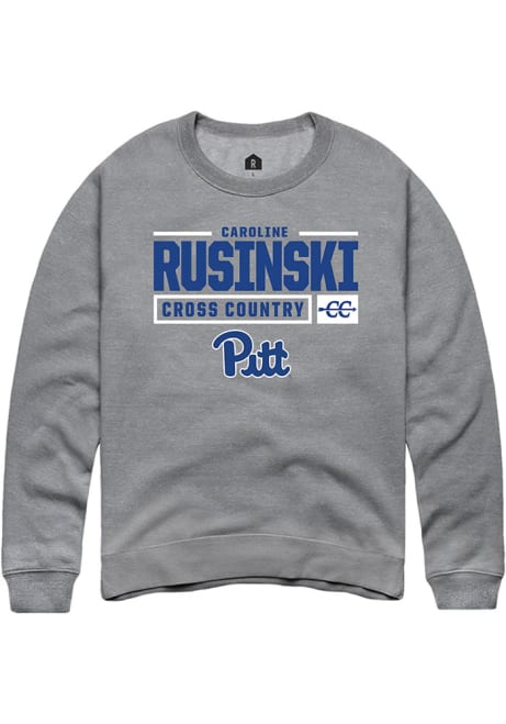 Caroline Rusinski Rally Mens Graphite Pitt Panthers NIL Stacked Box Crew Sweatshirt