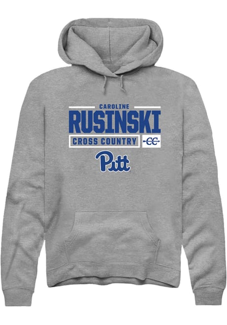 Caroline Rusinski Rally Mens Graphite Pitt Panthers NIL Stacked Box Hooded Sweatshirt