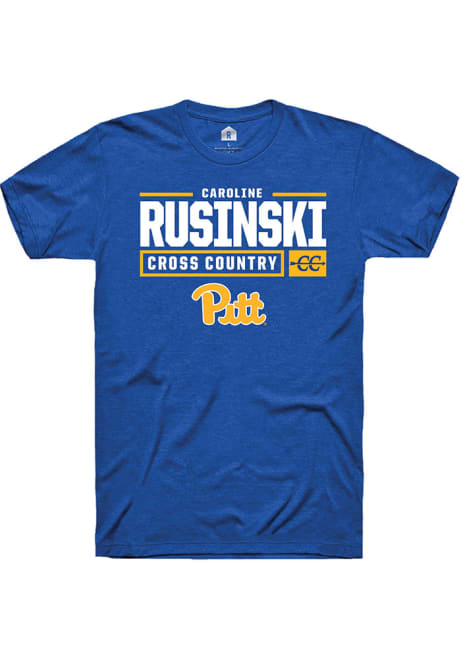 Caroline Rusinski Blue Pitt Panthers NIL Stacked Box Short Sleeve T Shirt