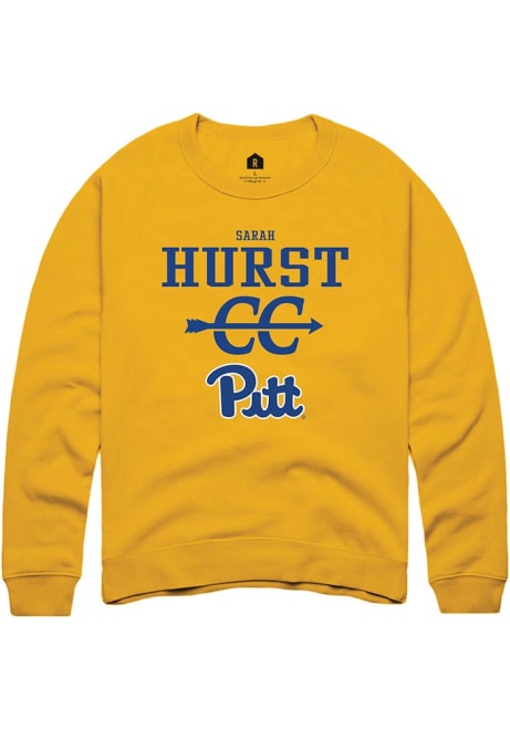 Sarah Hurst Rally Mens Gold Pitt Panthers NIL Sport Icon Crew Sweatshirt