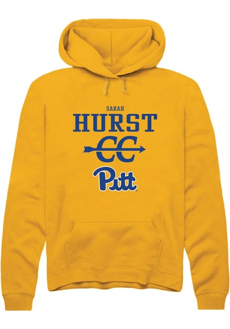 Sarah Hurst Rally Mens Gold Pitt Panthers NIL Sport Icon Hooded Sweatshirt