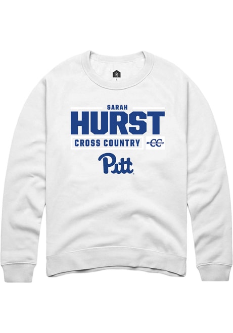 Sarah Hurst Rally Mens White Pitt Panthers NIL Stacked Box Crew Sweatshirt