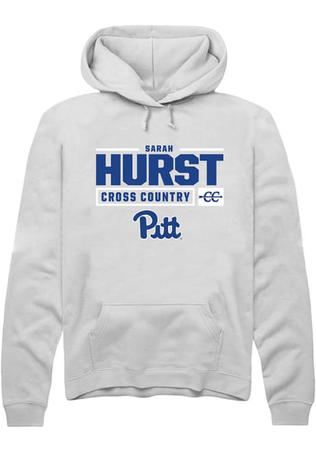 Sarah Hurst Rally Mens White Pitt Panthers NIL Stacked Box Hooded Sweatshirt