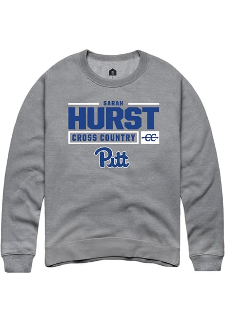 Sarah Hurst Rally Mens Graphite Pitt Panthers NIL Stacked Box Crew Sweatshirt