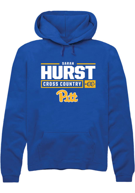 Sarah Hurst Rally Mens Blue Pitt Panthers NIL Stacked Box Hooded Sweatshirt