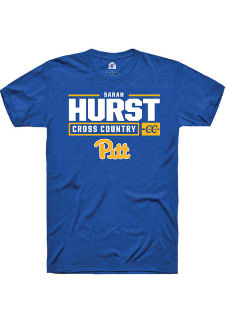 Sarah Hurst Blue Pitt Panthers NIL Stacked Box Short Sleeve T Shirt