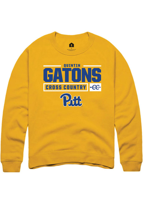 Quintin Gatons Rally Mens Gold Pitt Panthers NIL Stacked Box Crew Sweatshirt