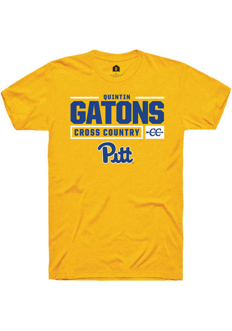 Quintin Gatons Gold Pitt Panthers NIL Stacked Box Short Sleeve T Shirt