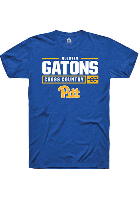 Quintin Gatons Blue Pitt Panthers NIL Stacked Box Short Sleeve T Shirt