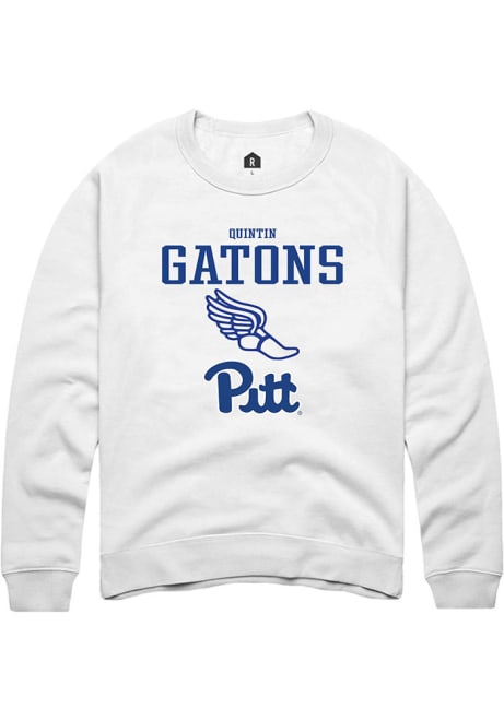 Quintin Gatons Rally Mens White Pitt Panthers NIL Sport Icon Track Crew Sweatshirt