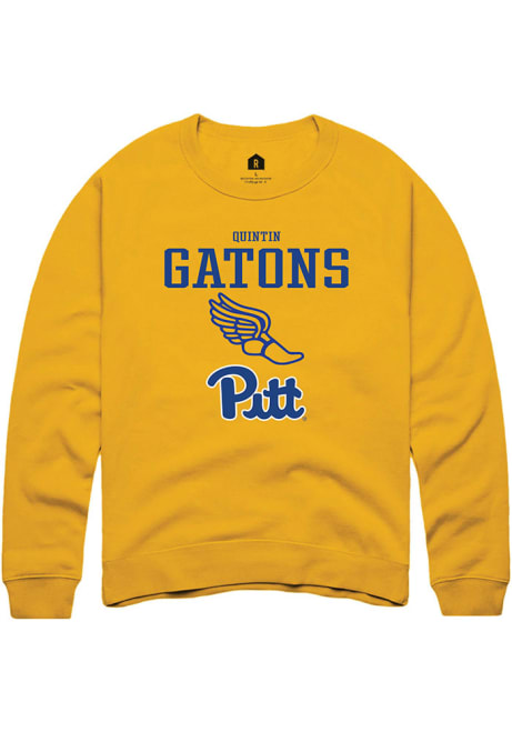 Quintin Gatons Rally Mens Gold Pitt Panthers NIL Sport Icon Track Crew Sweatshirt