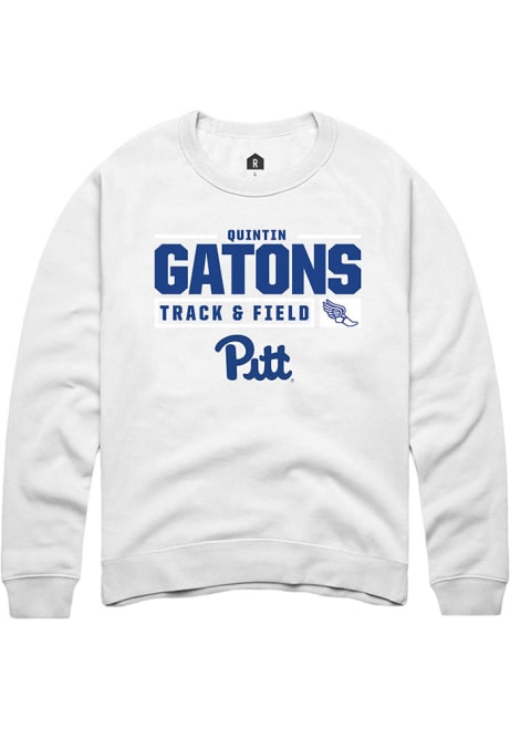 Quintin Gatons Rally Mens White Pitt Panthers NIL Stacked Box Track Crew Sweatshirt