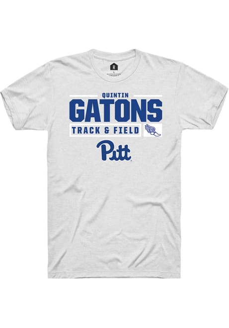 Quintin Gatons White Pitt Panthers NIL Stacked Box Track Short Sleeve T Shirt