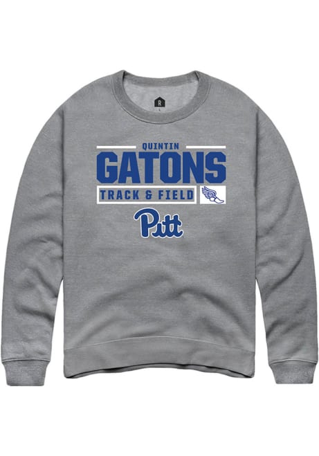 Quintin Gatons Rally Mens Graphite Pitt Panthers NIL Stacked Box Track Crew Sweatshirt